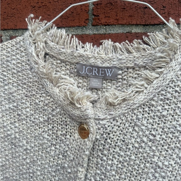 J.Crew Fringe Tweed Cardigan Jacket – Oatmeal, Size XXL - Picture 2 of 4